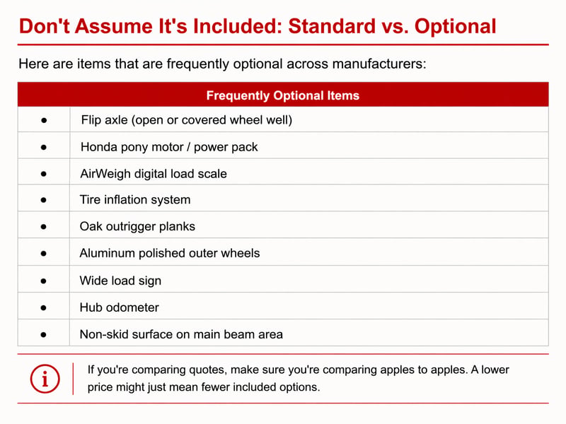 standard vs optional heavy duty trailer spec advice